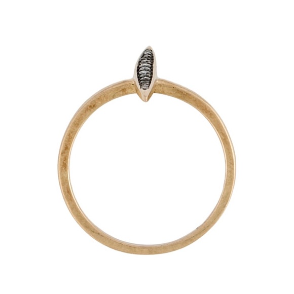 SOLD🥀 14k Solid Gold Diamond Skinny Navette Stacker Ring Size 5.25 ~ Vintage - Picture 10 of 11